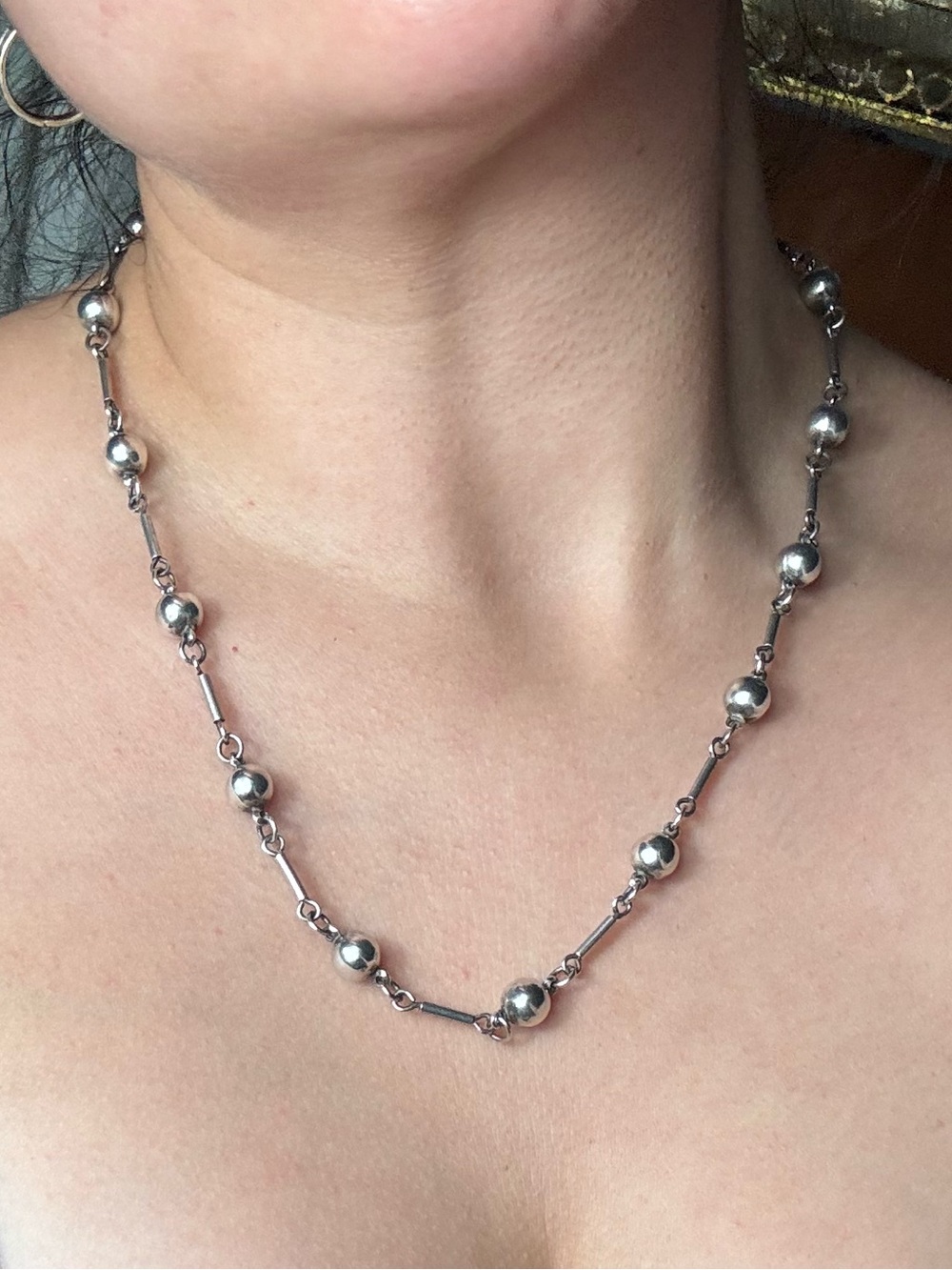 Y2k Vintage Sterling Silver Beaded ball chain & Bracelet Set grunge goth indie